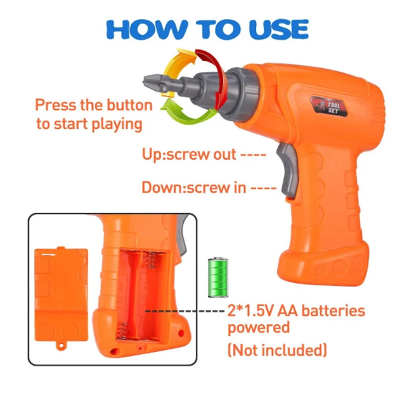 🔩 Brinquedo de Furadeira Elétrica Criativa para Crianças - Kit de Montagem DIY 🚧