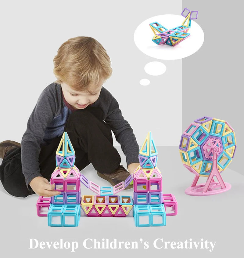 🔷 Blocos Magnéticos Mini Designer 3D – Brinquedo Educacional para Crianças 🧲🎨