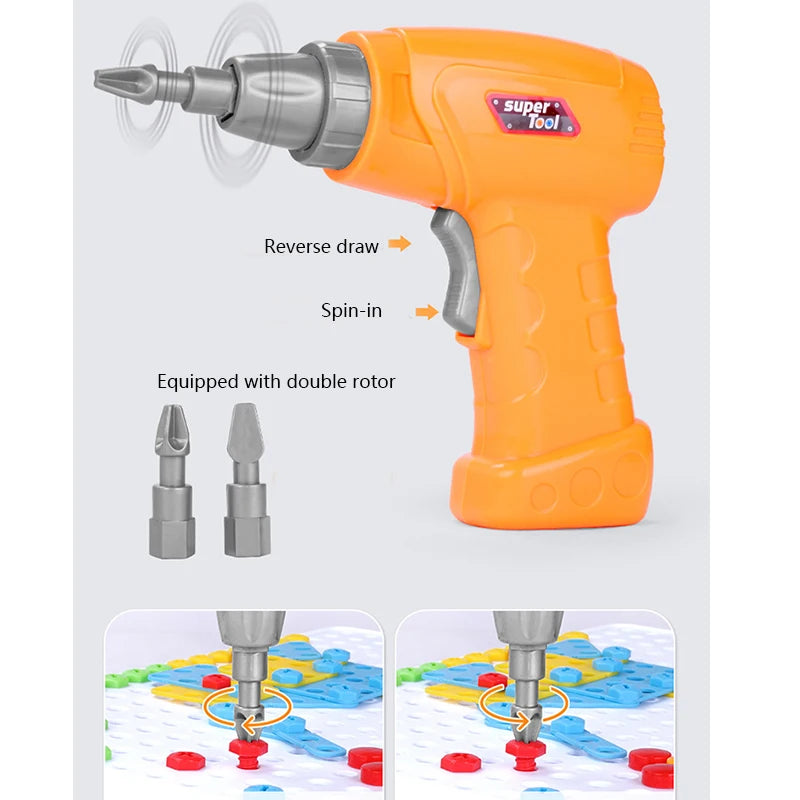 🔩 Brinquedo de Furadeira Elétrica Criativa para Crianças - Kit de Montagem DIY 🚧