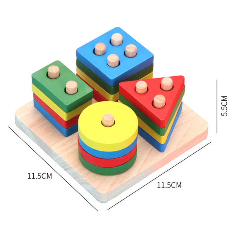 🧩 Brinquedo Educativo Montessori 3D em Madeira - Blocos Coloridos para Crianças 🎄