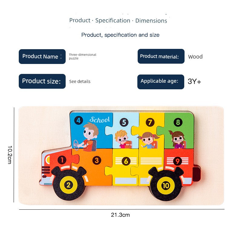 🧩 Quebra-Cabeça 3D Infantil de Madeira - Brinquedo Educativo para Primeira Infância 🐘