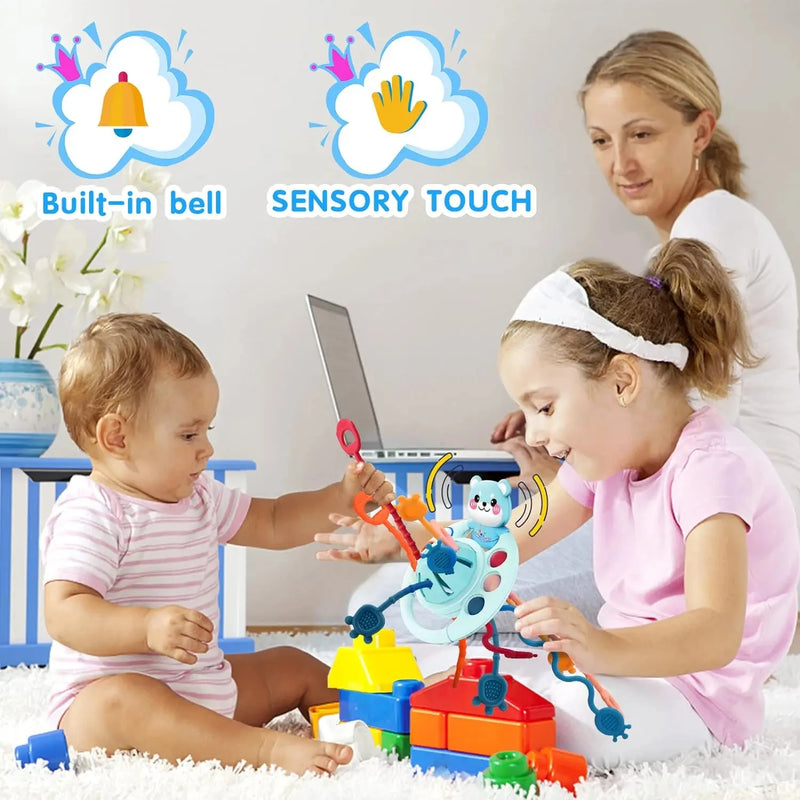 🎈 Brinquedo Sensorial de Cordas - Brinquedo Montessori de Silicone para Bebês e Crianças 🧸