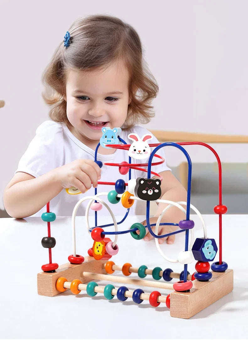 🎢 Labirinto de Contas de Madeira - Brinquedo Educativo Montessori 🧩