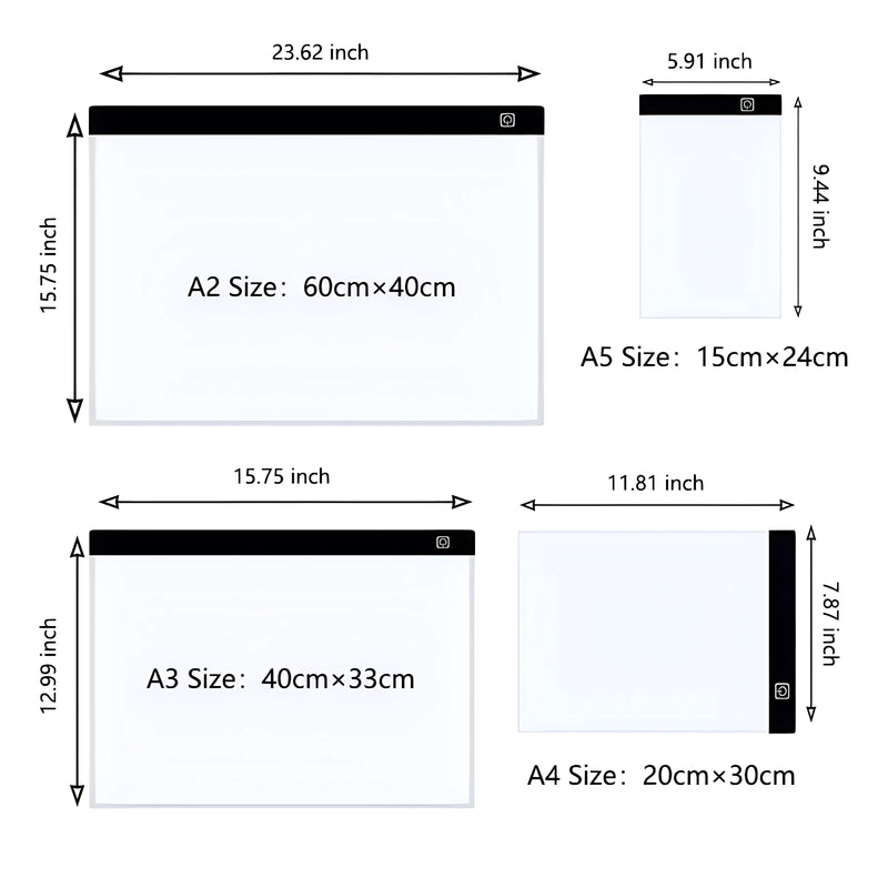 🎨 Prancheta de Desenho LED Dimmerável A3/A4/A5 - Criatividade Sem Limites para Crianças e Adultos 🌟