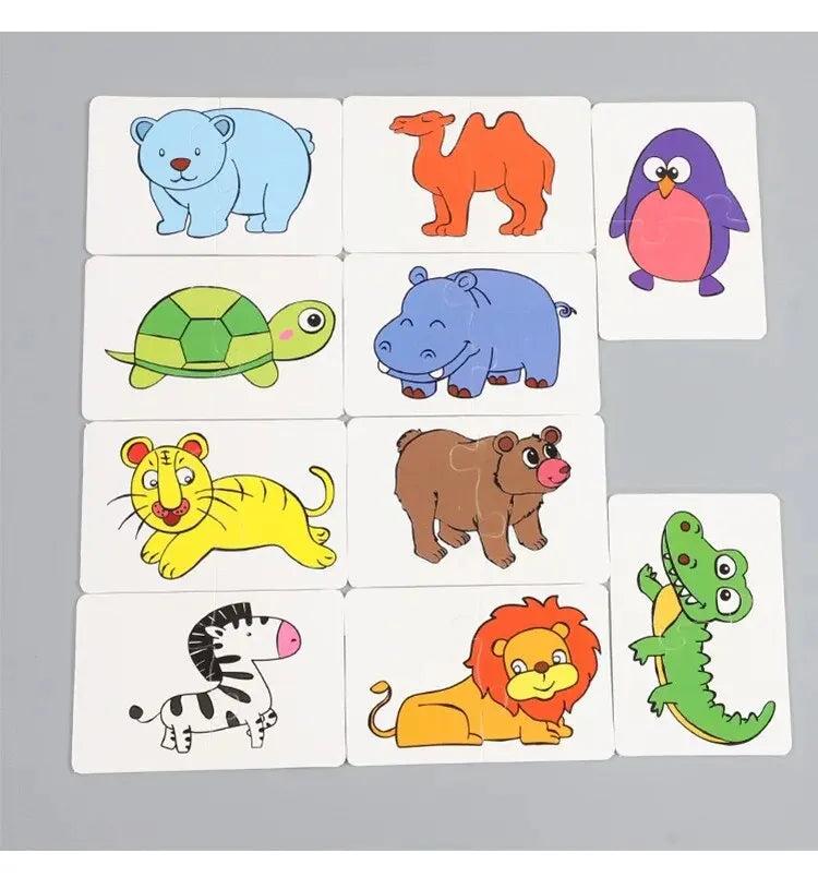 🐾 Puzzle Educativo de Cartas - 32 Peças de Correspondência para Desenvolvimento Cognitivo 🧠✨