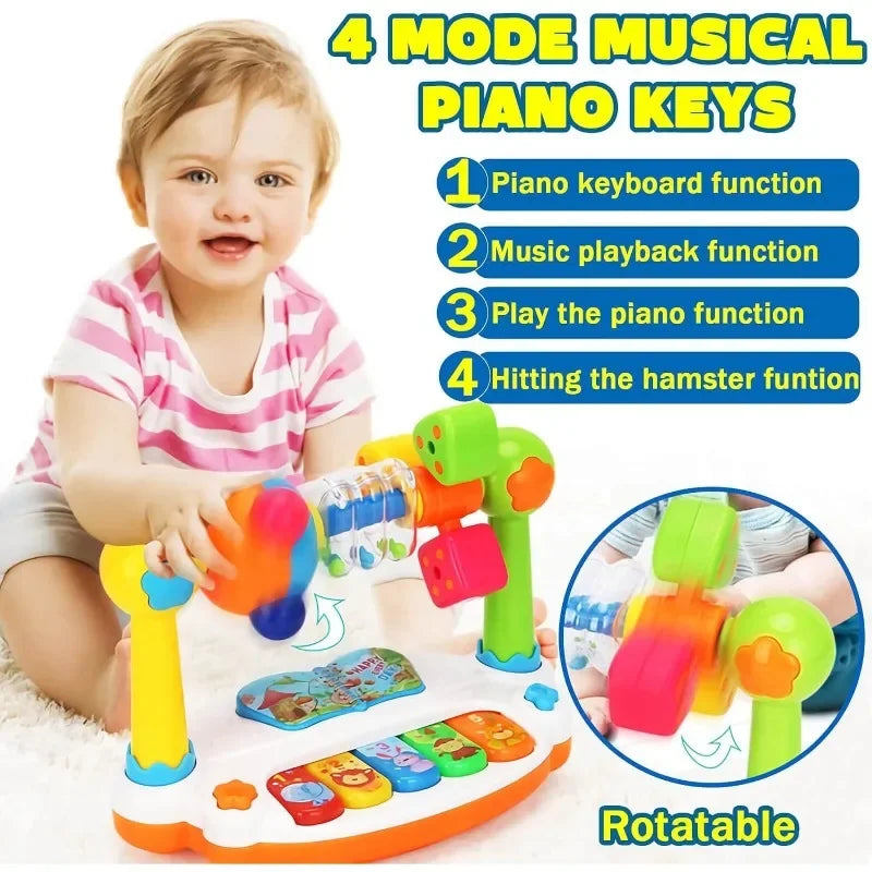 🎹 Piano Musical Infantil Rotativo - Brinquedo Educativo com Luz e Som 🎶