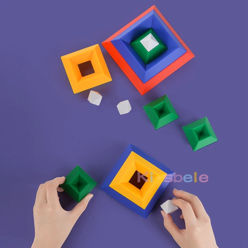 🧱 Conjunto de Blocos de Construção Pirâmide 3D - Jogo de Geometria Espacial para Crianças 🌟