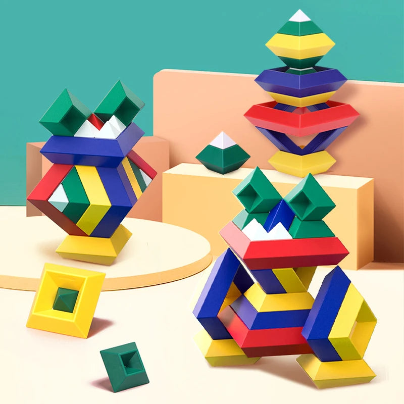 🧱 Conjunto de Blocos de Construção Pirâmide 3D - Jogo de Geometria Espacial para Crianças 🌟